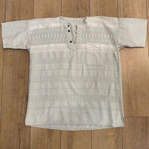 Vintage Guatemalan Hand-Embroidered Folk Art Henley Shirt